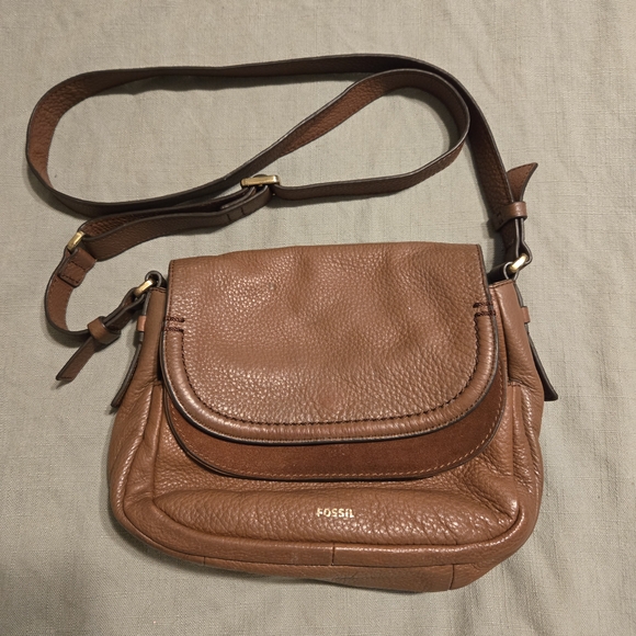 Fossil Brown Leather Crossbody Bag - Picture 1 of 6